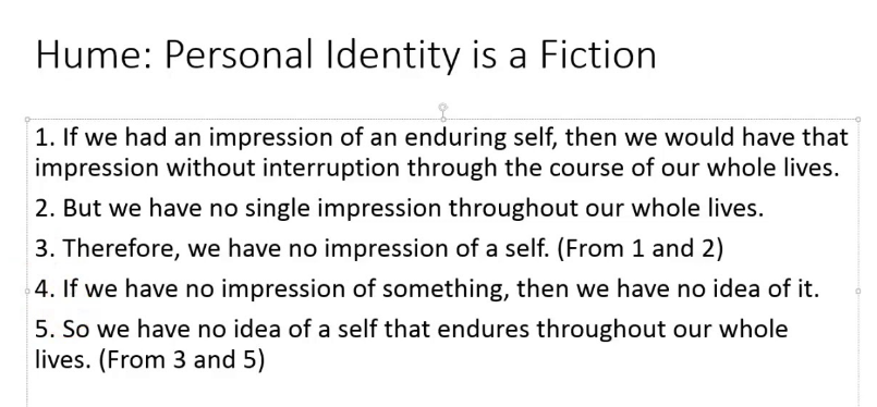 Hume argument for no self